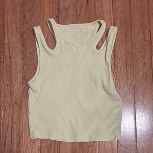 American Eagle Outfitters Light Yellow Ribbed Tank Top